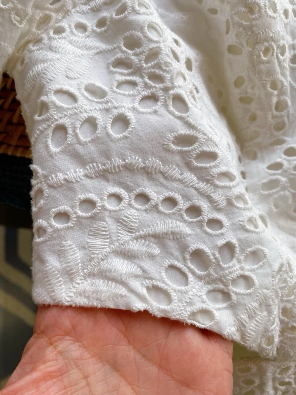 BCBGMaxAzria White Eyelet Puff Sleeve Cut Out Tiered Mini Dress! 🐚 - Picture 12 of 17